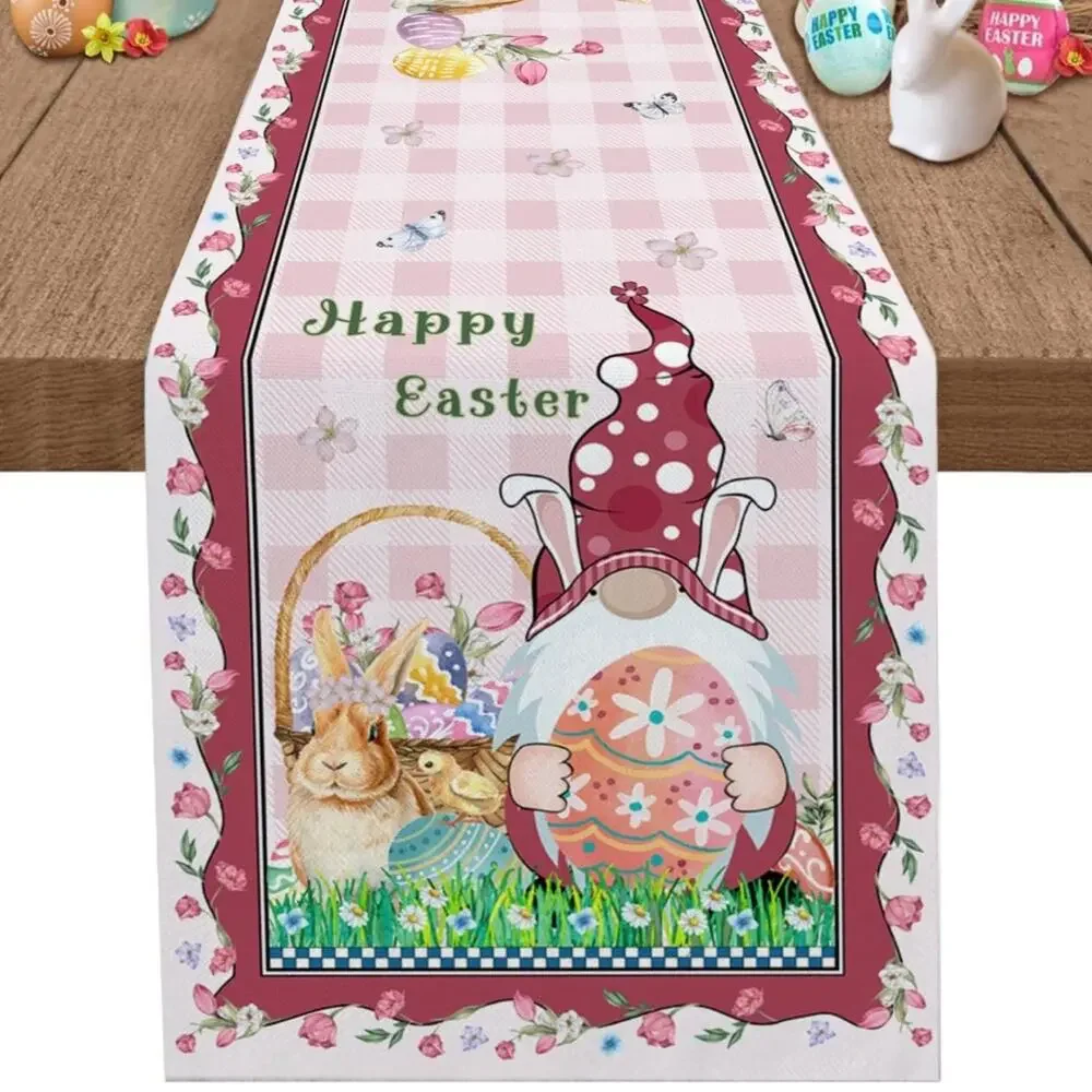 Easter Table Runner-Burlap Linen-Heat Resistant 13x72Inch